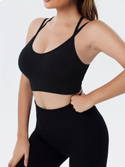 Medium Support Cross Back Sports Bra Shockproof Fitness Yoga Bra