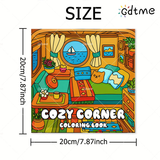 GDTME Cozy Corner Coloring Book for Teens & Adults 24 Pages