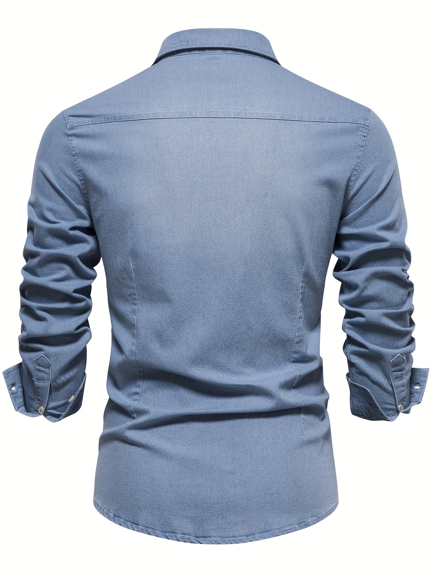 Cotton Denim Shirt Men Long Sleeve Cowboy Shirts Casual Slim Fit