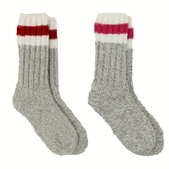 2 Pairs Striped Knitted Socks Comfy & Warm Tube Socks Women's Stockings