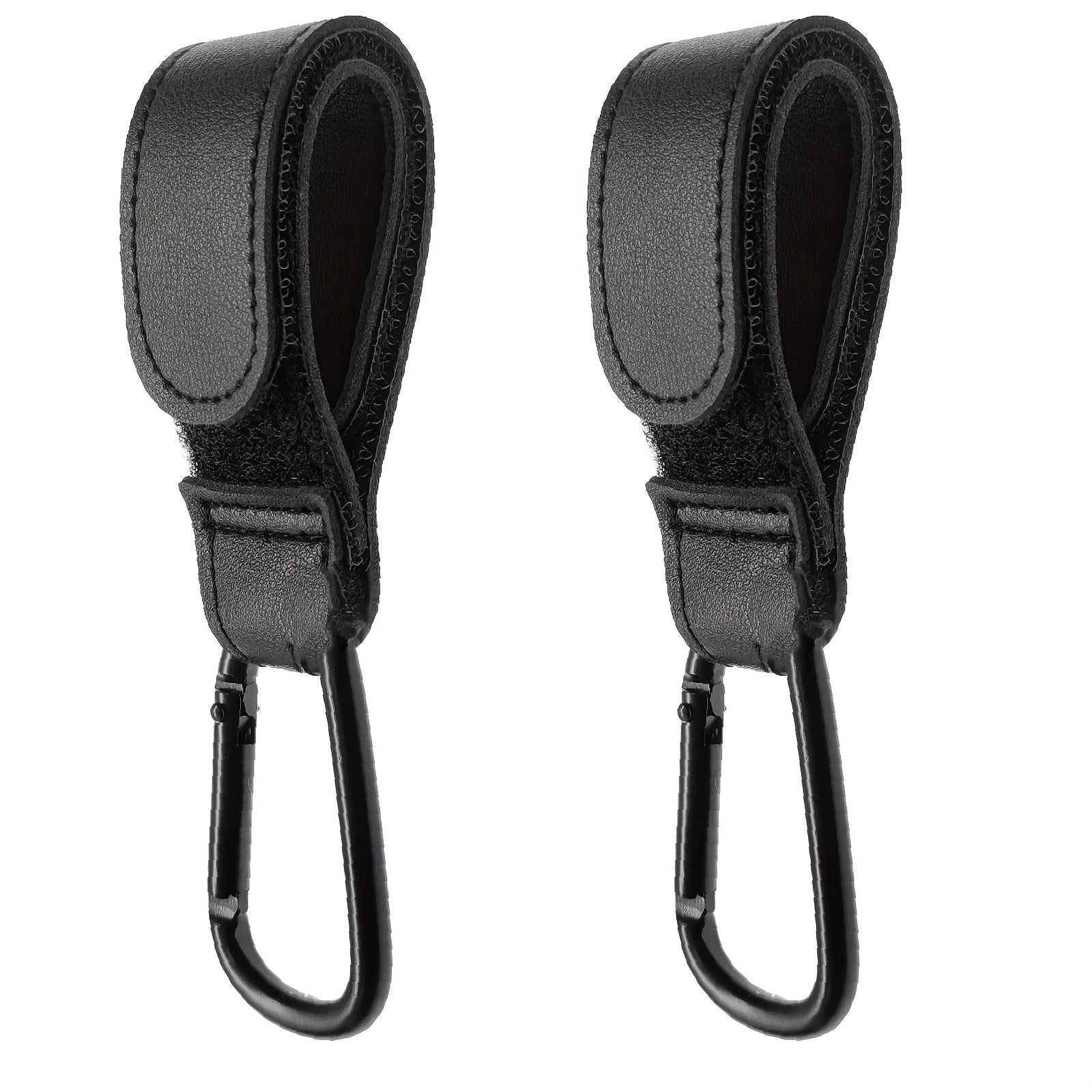 2pcs Leather Stroller Hooks - Heavy Duty Multipurpose with Grocery Shopping Bag