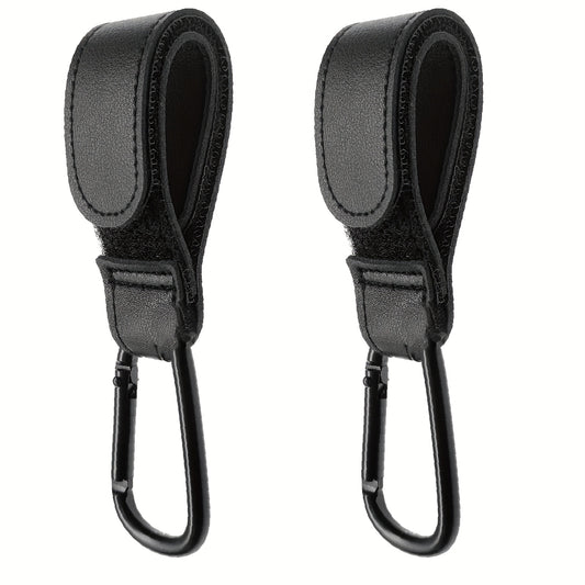 2pcs Leather Stroller Hooks - Heavy Duty Multipurpose with Grocery Shopping Bag