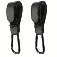 2pcs Leather Stroller Hooks - Heavy Duty Multipurpose with Grocery Shopping Bag