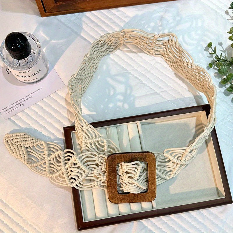 Bohemian Beaded Rope Belt Vintage Lace Up Waistband
