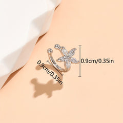 Zircon Inlaid Ear Cuff Flower Design 14K Plated Jewelry