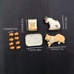 Resin Cow and Orange Cat Ornaments for DIY Home Scene