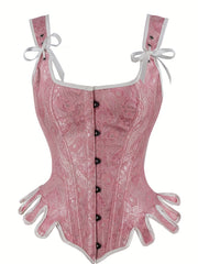Jacquard Tank Corset Bustier Tummy Control Lace Up Sleeveless Body Shaper
