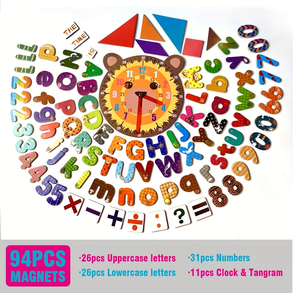 Magnetic Letters & Numbers Clock Toy Set ABC Numbers Colorful Animals