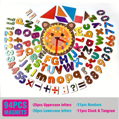 Magnetic Letters & Numbers Clock Toy Set ABC Numbers Colorful Animals
