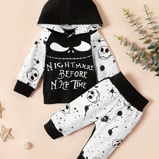 2pcs Baby Boy's Skull Ghost Halloween Costume Set