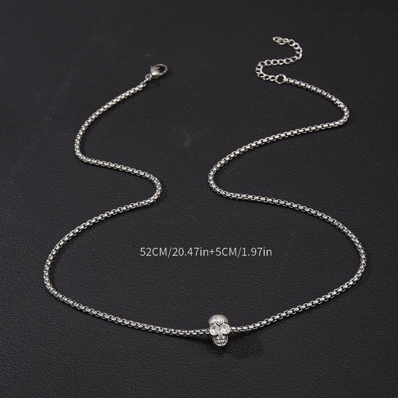 Skull Pendant Punk Style Stainless Steel Necklace