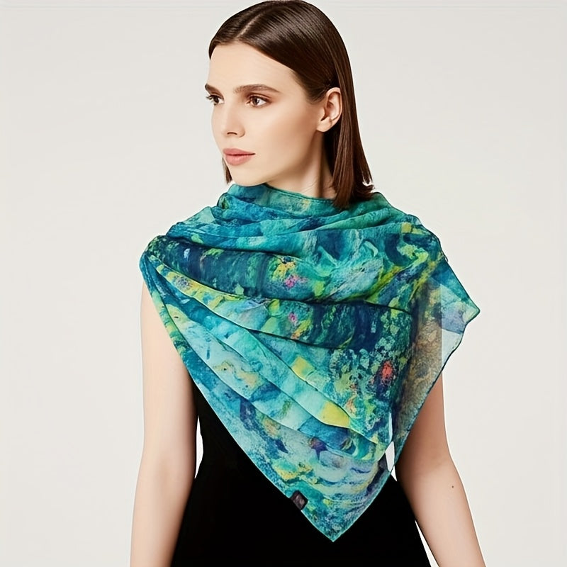 Yourou Semi Transparent Green Field Scarf 180x120cm