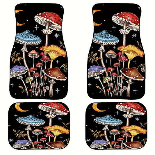 4pcs Colorful Car Floor Mats Non-slip Stain-resistant Front Rear Seat Carpets