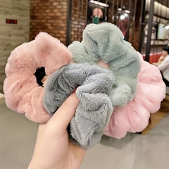 Soft Rabbit Hair Scrunchie Warm Furry Hair Rope Accessory