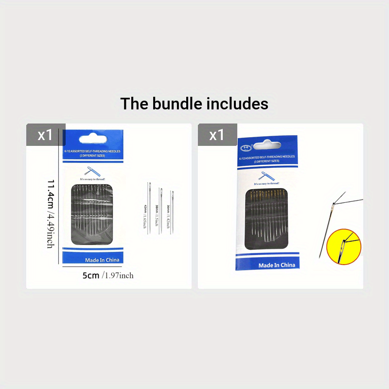 12pcs Side Opening Silvery Tail Blind No Needle Hand Sewing Kit