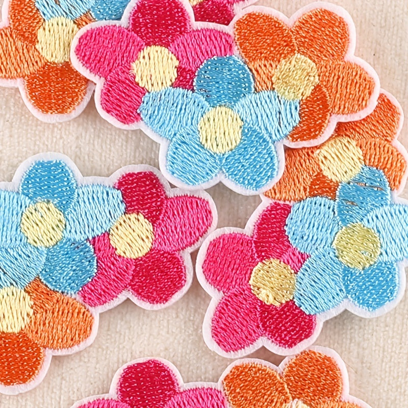 5pcs Flower Embroidery Patches DIY Iron on Model Stickers For Girls