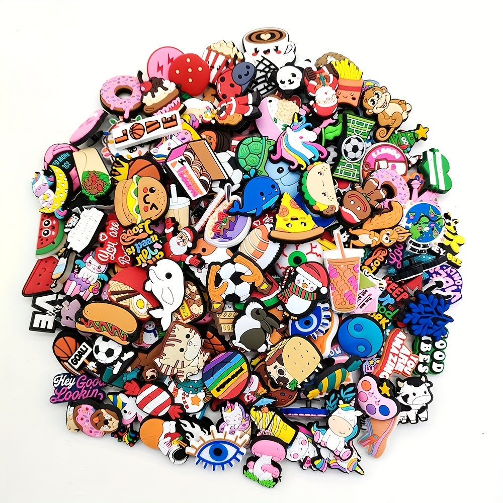100pcs Cartoon Shoe Charms For Bubble Slides Sandals - Christmas Birthday Gift