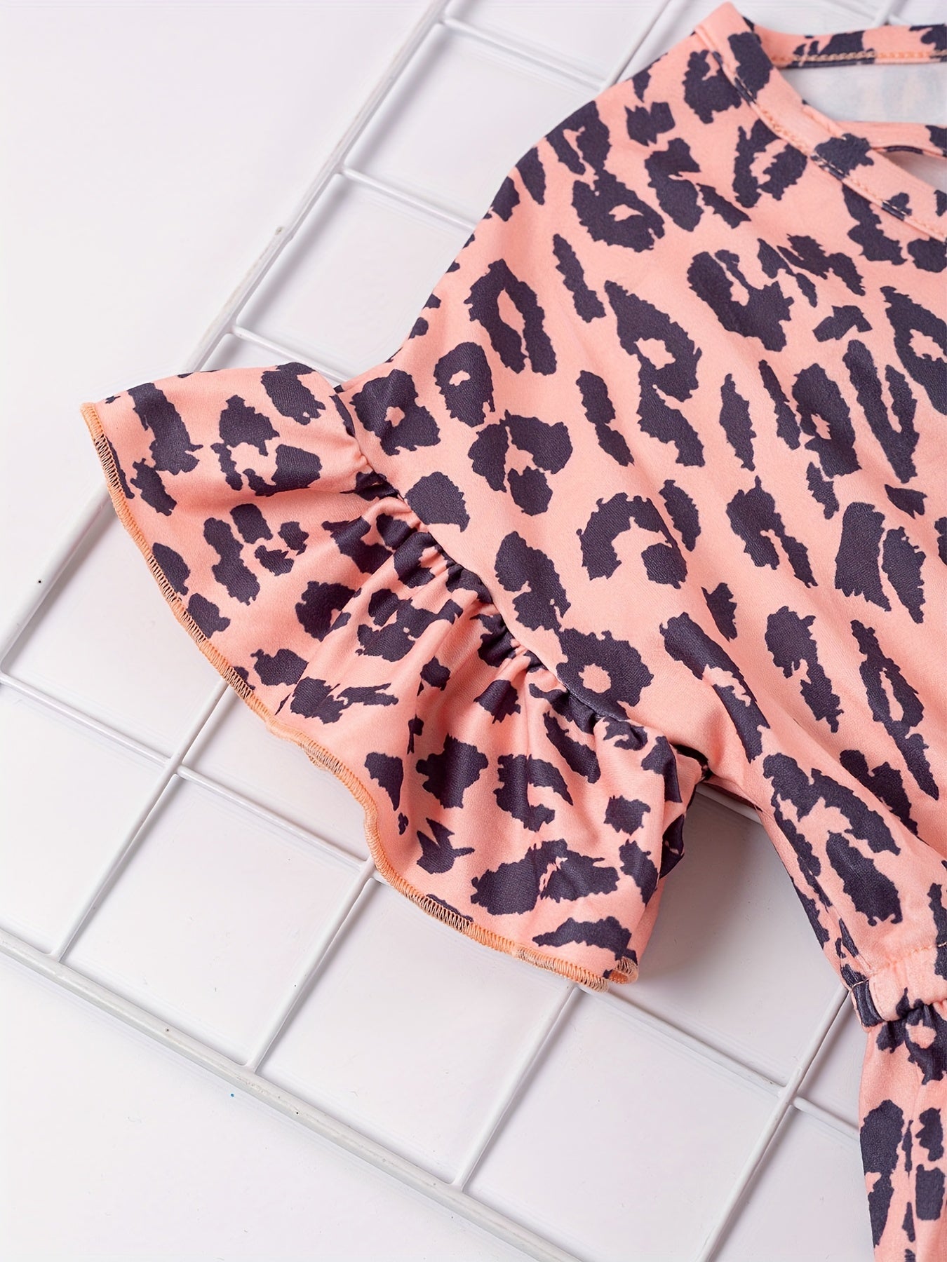 Leopard Print Ruffle Trim Jumpsuit