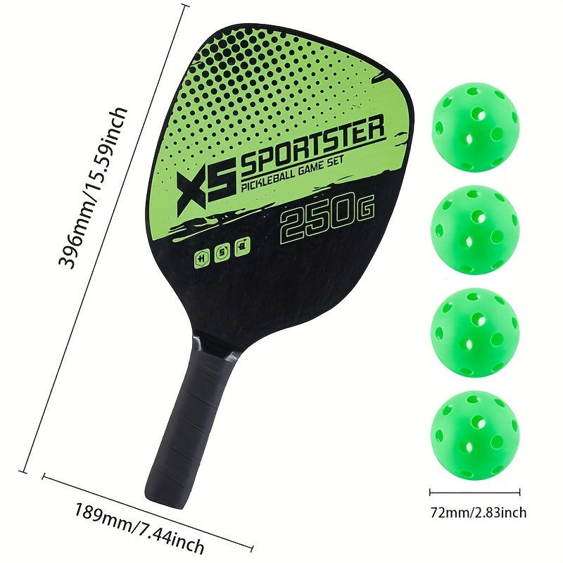 Pickleball Racket Set with 2 Rackets and 4 Balls