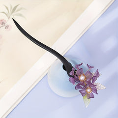 Wooden Hairpin Ancient Style Flower Hairpin Purple Hairpin Lady Headdress