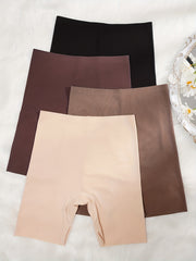 4pcs Seamless Solid Boyshort Panties Soft Comfortable Stretch Women's Lingerie