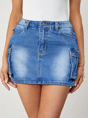 Cargo Denim Mini Skirt Nostalgic Style Women's Clothing