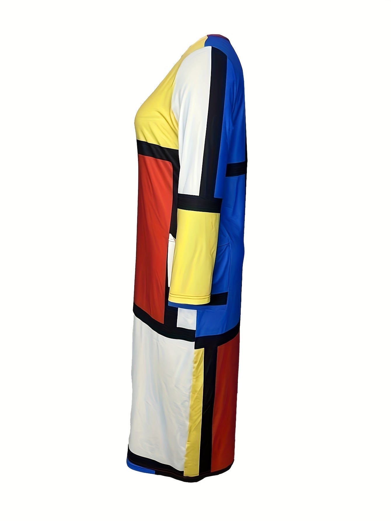 Women's Plus Colorblock Long Sleeve Maxi Dress