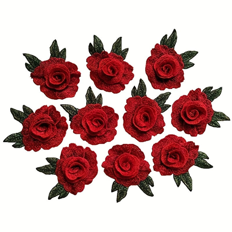 5pcs Rose Pattern 3D Flowers Patches for Jackets Sew On Patches