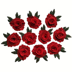 5pcs Rose Pattern 3D Flowers Patches for Jackets Sew On Patches