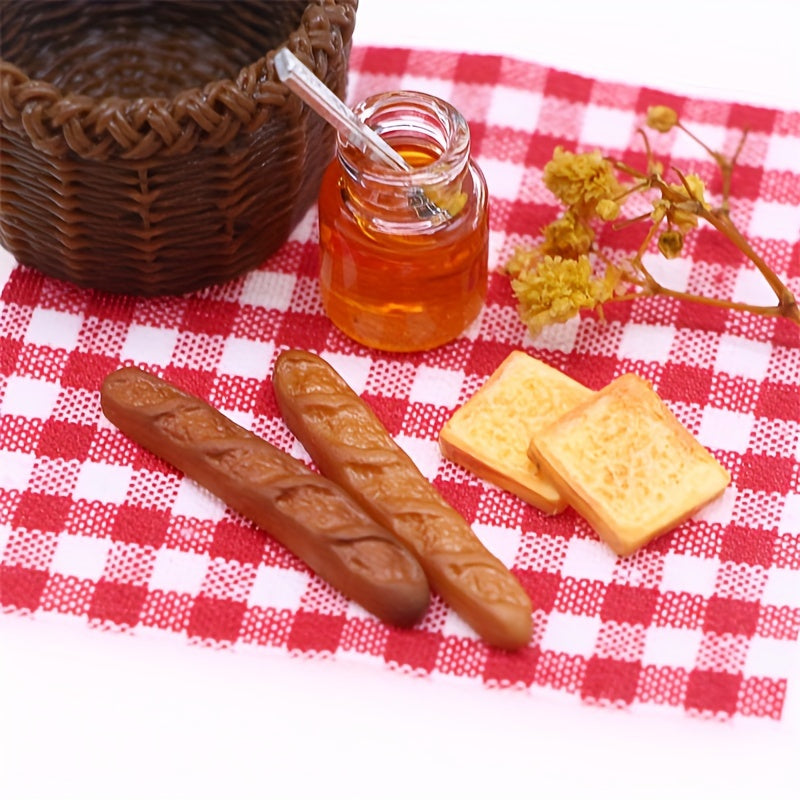 Mini Dollhouse Breakfast Ornament Set with Storage Basket