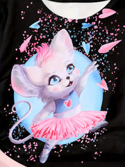 Sweet Animal Princess Graphic Short Sleeve T shirt Girls Pullover Tops