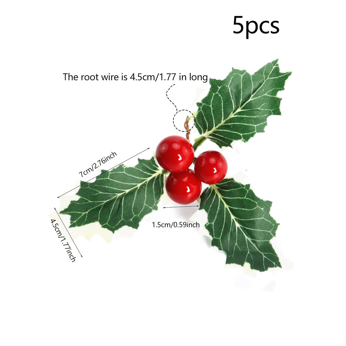 5pcs Christmas Red Fruit Leaves DIY Christmas Accessories