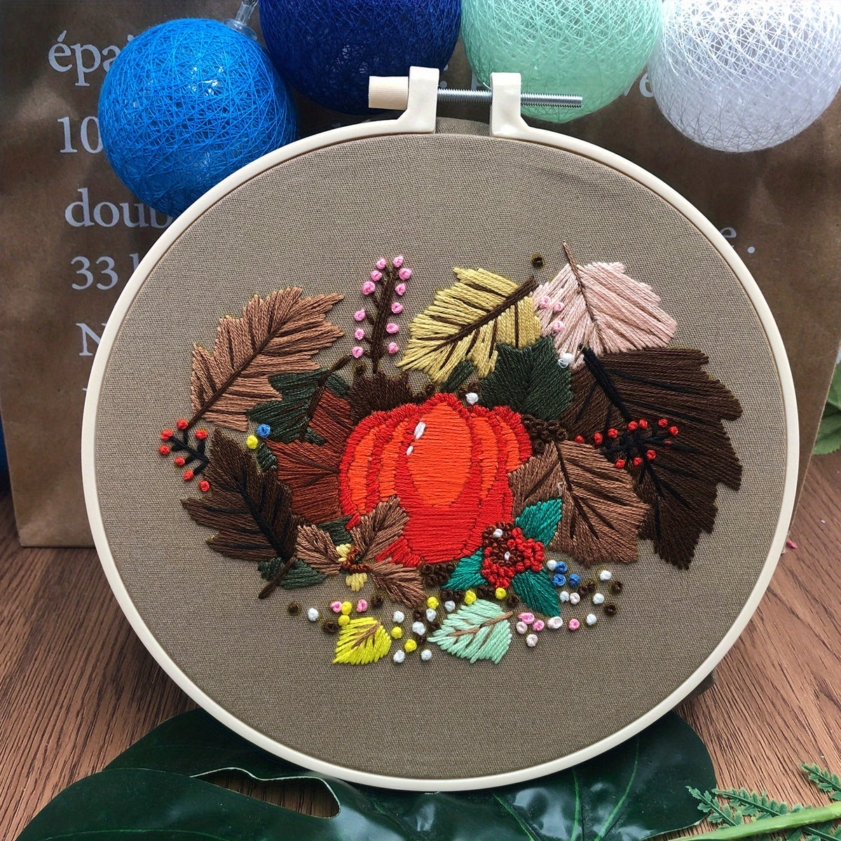 3D Embroidery Kit Halloween Pumpkin Skull & Hoop DIY Gift