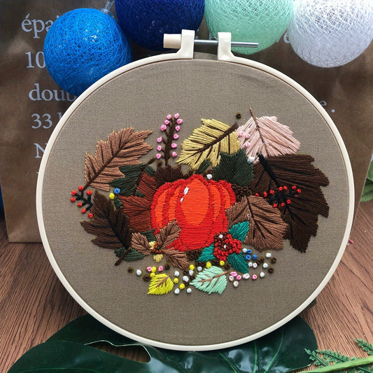 3D Embroidery Kit Halloween Pumpkin Skull & Hoop DIY Gift