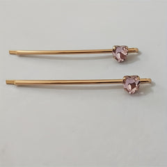 2pcs Crystal Heart Shape Bobby Pin Headwear Side Clip Hair Accessories