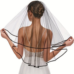 Polyester Double Layer Bridal Wedding Veil with Comb