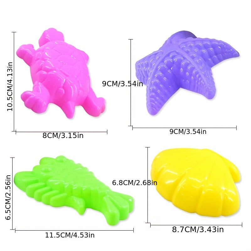Marine Animals Sand Molds 4-Piece Set for Beach & Snow Fun
