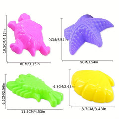 Marine Animals Sand Molds 4-Piece Set for Beach & Snow Fun