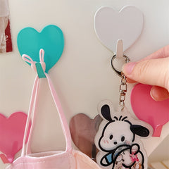 5pcs Colorful Love Hook Adhesive Heart Hook for Clothes Hat Bag Keys