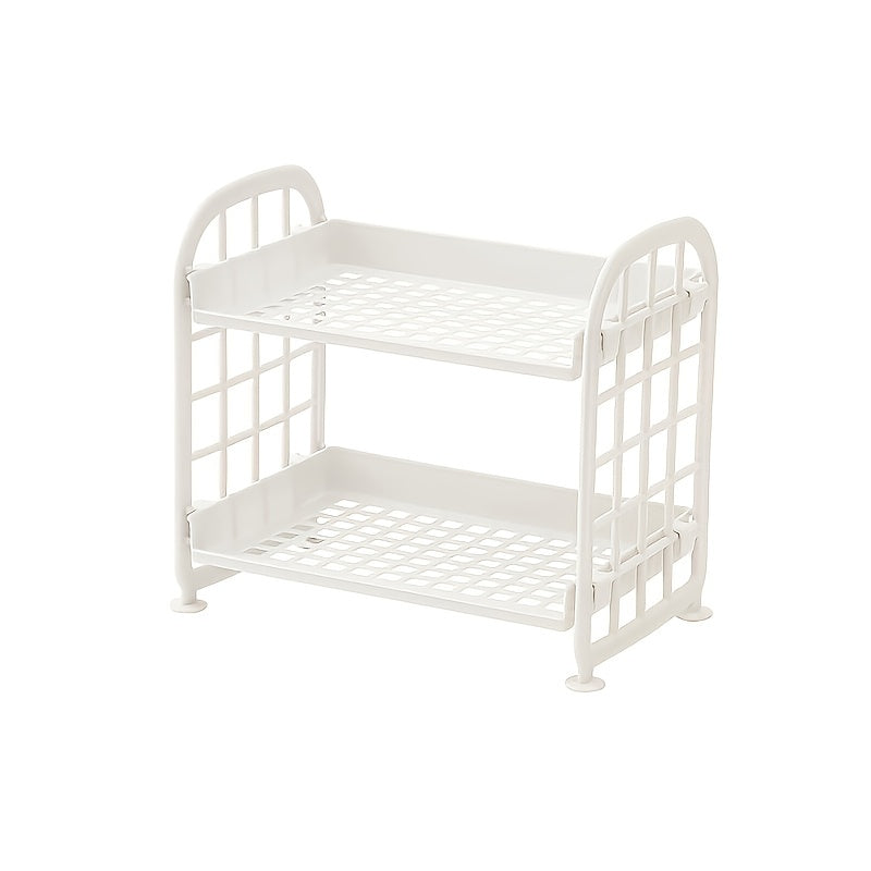 2 Tier Desktop Stationery Rack Storage Holder Plastic Shelf Makeup Organizer