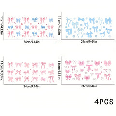 4pcs Bowknot UV DTF Cup Wrap Decals Waterproof Sticker