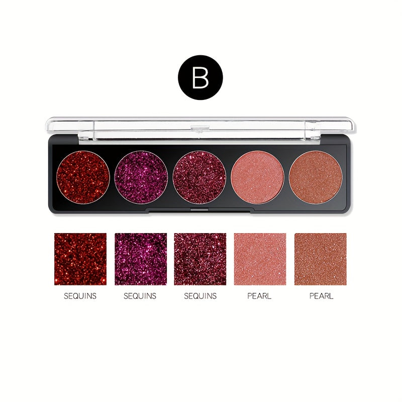 Glitter Eyeshadow Palette 5 Colors - High Pigmented Makeup