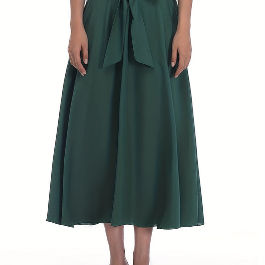 Tie Waist A line Skirt Solid Casual Skirt Women's Clothing