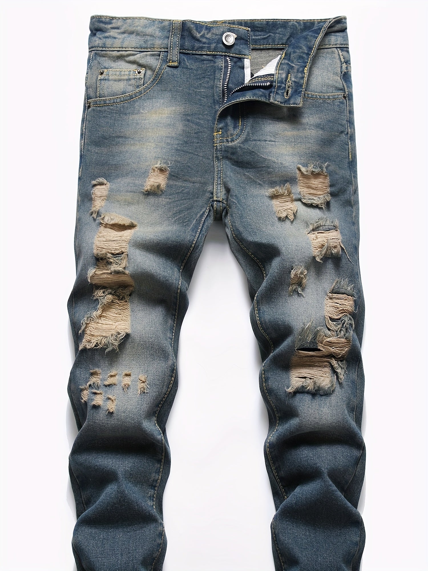 Boys Ripped Jeans Denim Pants Straight Cut Jeans For Spring And Autumn
