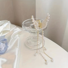 Women Tassel Hair Claw Pearl Decor Jaw Claw Hair Accessories
