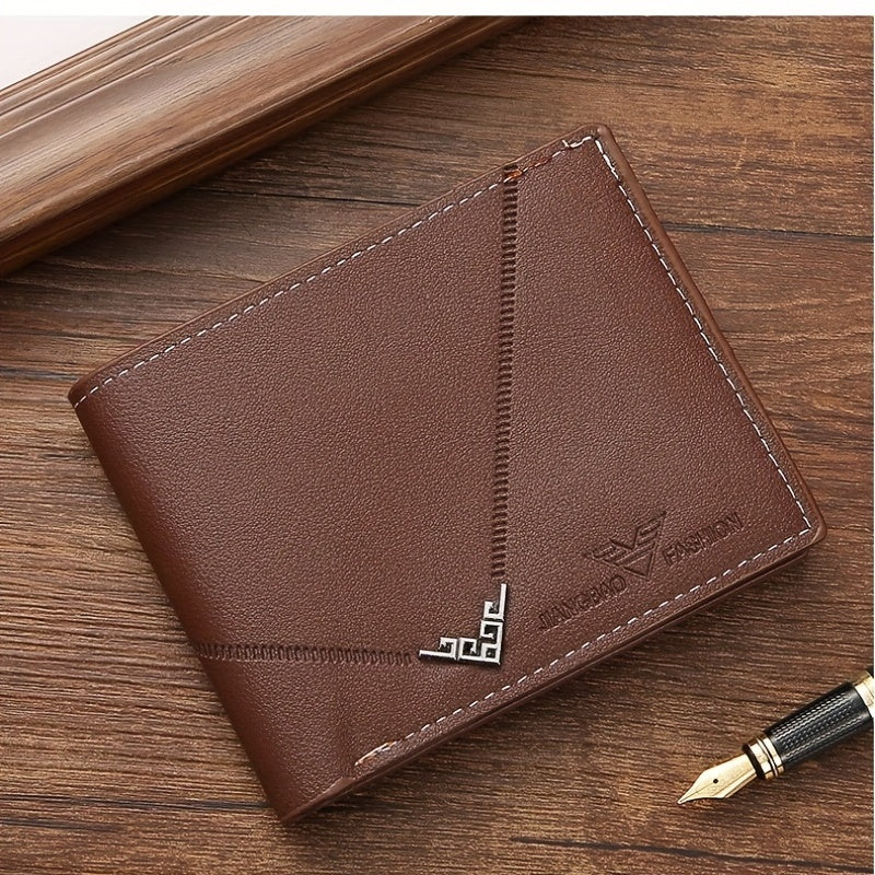 Men's Short Money Clip Wallet Youth Card Holder Horizontal Leather Clip