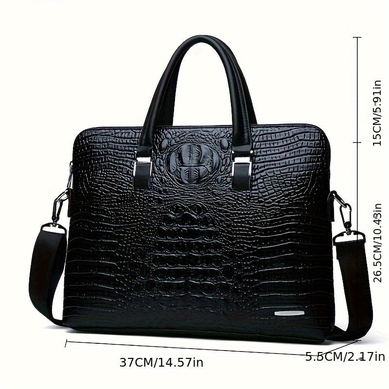 Crocodile Pattern Men's Handbag Business Ready Documents Laptop Commute