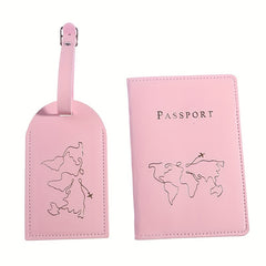 Map Pattern Passport Holder & Luggage Tag Set