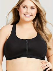  Sports Bra Zipper Front Racer Back Stretch Yoga Fitness Bra