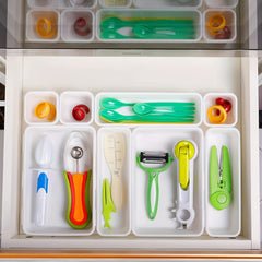 8pcs Drawer Organizer Plastic Storage Box Tableware Container